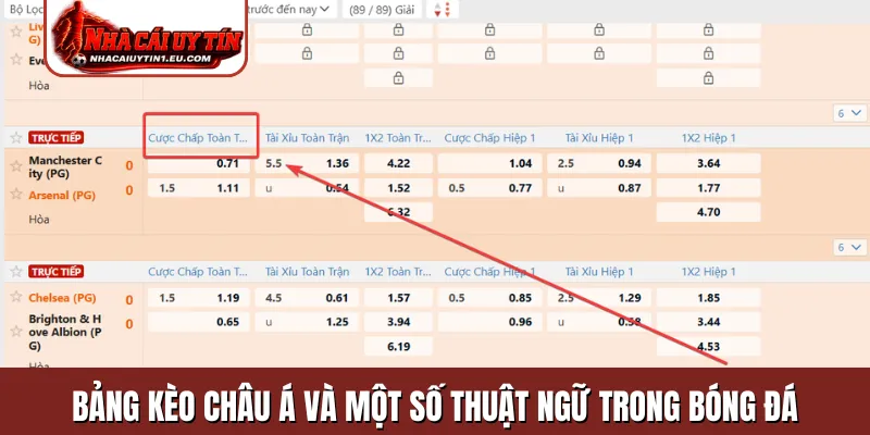 Bảng kèo châu Á và một số thuật ngữ trong bóng đá